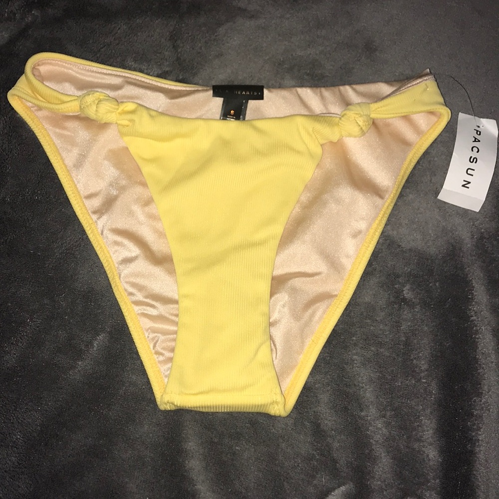 yellow high cut ribbed bikini bottom pacsun